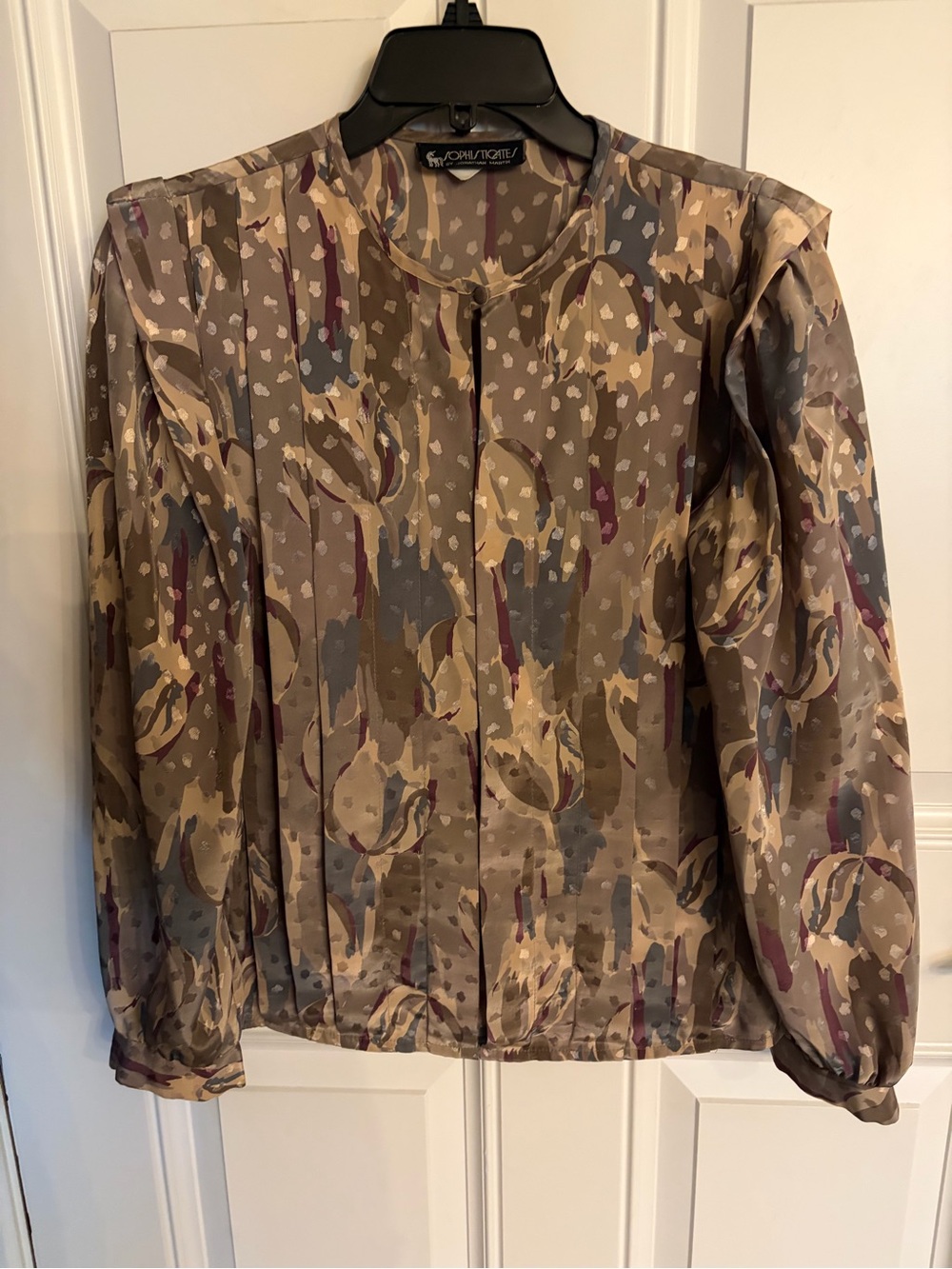 jonathan martin Taupe Multi-Print Long Sleeve Blouse